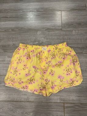 Free people Yellow Floral Shorts with Pink Flowers L